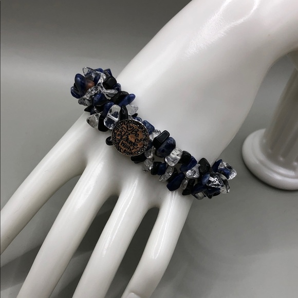 Natural stone gemstone bead stretch bracelets lot 3 quartz jasper sodalite boho - Picture 6 of 7